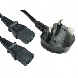 2m UK Plug to 2x C13 Mains Splitter Cable RB-333 (Dual Kettle)