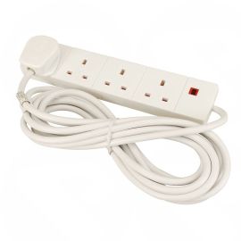 4 Way(Gang) 10M Mains Power Bar Extension Lead, 13 Amp, with Neon PIF2050