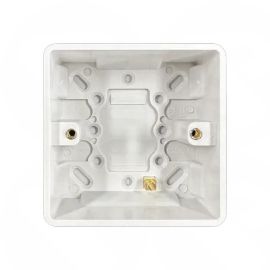 Thrion Slimline White 1 Gang 35mm White Pattress Back Box - Round corner