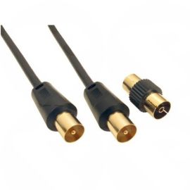 10M Black TV Aerial Male to Male Cable with Female to Female Coupler 2TV-10BK