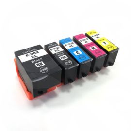 E-T202XlBK/PBK/C/M/Y Full set of Compatible Ink Cartridges for Expression Primium XP-6000 / XP-6001 / XP-6005 / XP-6100 / XP-6105 Printers