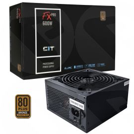 CIT 600W FX Pro  80+ Certified PSU 14cm Black Fan Active PFC TW Caps UK Cable