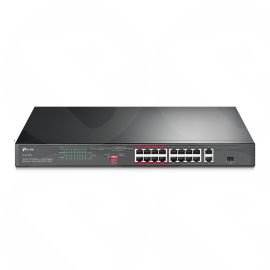 TP-LINK (TL-SL1218P) 16-Port 10/100Mbps + 2-Port GB Unmanaged Rackmount PoE+ Switch, Combo GB SFP Slot, 16-Port PoE+