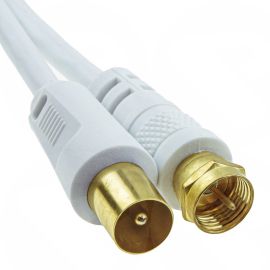 0.5m F' Male to 9.5mm Male , white cable , gold,  2-FM-9M-00