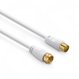5M F' Male to 9.5mm Male , white cable , gold, 2-FM-9M-05