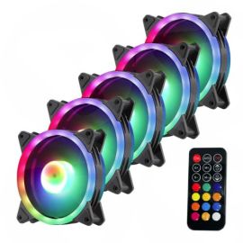 Jedel 120mm 5 RGB Fans with Controller and Remote Control, manual Packing  120mm-RGB-CTL