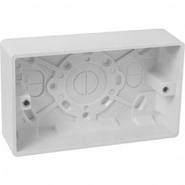 SLPAT2G35 Slimline White 2 Gang 35mm White Pattress Back Box - Round Corner