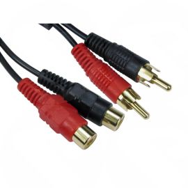 5MTR 2 X RCA PLUG - 2 X RCA F BLACK EXT CABLE GOLD 2RR-305