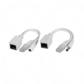 IP CCTV PoE Passive Splitter Cables -  C-SPLT-POE (PoE injector (RJ45 plug + male 2.1mm DC power jack) and PoE splitter (RJ45 splitter + female 2.1mm DC power plug)