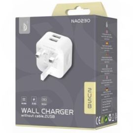 2 x USB -A Wall Chargers 2.4A , 3 pin  plug-  NAO230