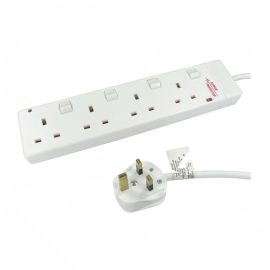5M 4  Gang (way) UK Switched Power Block  Surge protected  - RB-05-4GANGSWD
