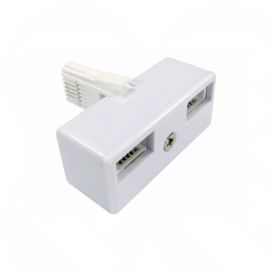 WHITE BT Male to wall socket splitter - 2 X BT Female SPLITTER  BT-750