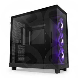 NZXT H6 Air Flow RGB, Black, Compact Dual-Chamber Chassis w/ Tempered Glass, 3x 120mm RGB Fans, E-ATX/ATX/mATX/mITX - CC-H61FB-R1