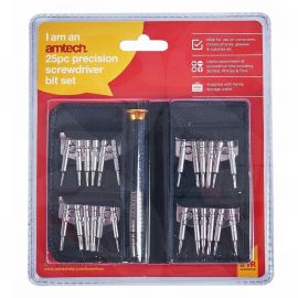 Amtech 25pc Precision Screwdriver Bit Set with wallet 