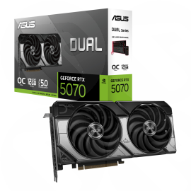Asus DUAL RTX5070 OC, PCIe5, 12GB DDR7, HDMI, 3 DP, 2572MHz Clock, Overclocked, Compact SFF-Ready