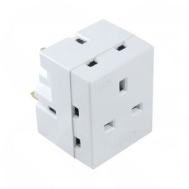 13A 3 Way Fused Mains Adapter Cube White