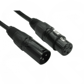 CDL 0.5m Cable 3 Pin XLR Male to Female Black, Gold Pin Connections 2XLR-BK005