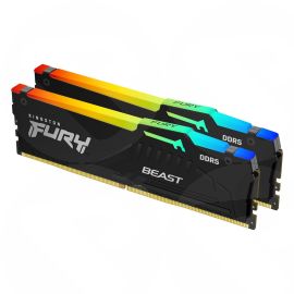 Kingston Fury Beast RGB 16GB Kit (2 x 8GB), DDR5, 5600MHz, CL40, 1.25V, ECC, PMIC, Intel XMP 3.0, Black, DIMM Memory