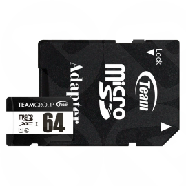 TeamGroup 64GB microSDXC Memory Card Class 10 UHS-I U1 + SD Adapter (TUSDX64GCL10U03)