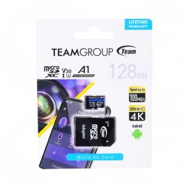 TEAM ELITE 128GB UHS-I, U3, V30, A1, MICRO SD CARD + SD ADAPTOR, 4K UHD