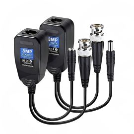 8MP Video Balun, RJ45 connector Cat6 to BNC + Power