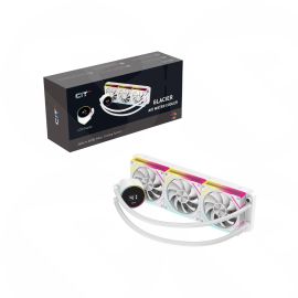 CiT Pro Glacier 360mm White ARGB Watercooler with Temperature Display - High-Performance AIO CPU Cooling with Infinity PWM Fans & Sync Lighting