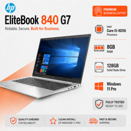 HP Elitebook 840 G7, Intel i5-1031U. 8GB Ram, 128GB Solid State Drive , Window 11 Pro, 2nd User Laptop