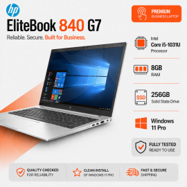 HP Elitebook 840 G7, Intel i5-1031U. 8GB Ram, 256GB Solid State Drive , Window 11 Pro, 2nd User Laptop