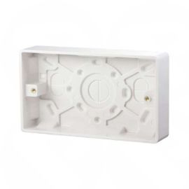 Slimline White 2 Gang 25mm White Pattress Back Box - Round corner SLPAT2G25