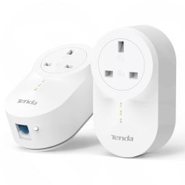 Tenda PH6 AV1000 Passthrough Powerline Adapter Kit with 1 x Gigabit Port (AC Passthrough) for fast & stable network expansion, for 4K/3D/HD Video Streaming and Gaming, UK Plug Version - Pack of 2