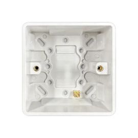 Thrion Slimline White 1 Gang 35mm White Pattress Back Box - Round corner