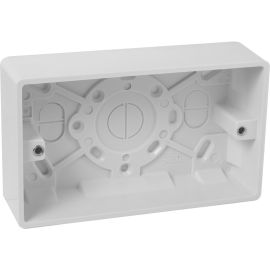 SLPAT2G35 Slimline White 2 Gang 35mm White Pattress Back Box - Round Corner