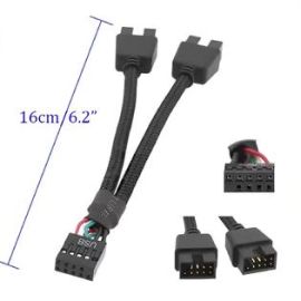 16cm Motherboard 9 pin USB 2.0 Header Splitter Cable Female 1 To 2 Male