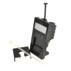 Low Profile CAT6 RJ45 Module (w/Flip  Nameplate) - Black