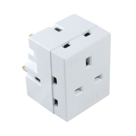 13A 3 Way Fused Mains Adapter Cube White