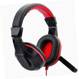 Dynamode DH-501 Stereo Headset with Microphone & Volume Control - Adjustable Noise Reduction Wired Headphones - 3.5mm Jack for Computer & Laptop - Surround Sound For Gaming, Work, & Calls - Red/Black