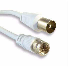5M 5m Coaxial Cable with F Connectors - White