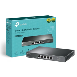 TP-LINK (TL-SG105-M2) 5-Port Unmanaged 2.5G Multi-Gigabit Desktop Switch, 5x 100/1G/2.5G, Fanless, Steel Case