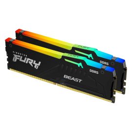 Kingston Fury Beast RGB 16GB Kit (2 x 8GB), DDR5, 5600MHz, CL40, 1.25V, ECC, PMIC, Intel XMP 3.0, Black, DIMM Memory