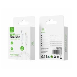 Woox MX00231 Type C to Lightning PVC Data Cable, 30W - 5V/3A, 9V/3A, 15V/2A, 20V/1.5A Max, 6.6ft 2m, White
