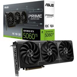Asus PRIME RTX5060 Ti OC, PCIe5, 16GB DDR7, HDMI, 3 DP, 2647MHz Clock, Overclocked, Compact SFF-Ready 90YV0MH2-M0NA00