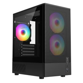 CIT F3 Black Micro ATX Case with 3 x ARGB Fans Mesh Front 