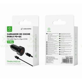 Woox MX0149 Dual PD+QC 20W Car Charger with Type C to Type C cable, Black