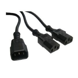 Male Kettle end Extension C14 to 2x C13 ( Female Kettle ends) Power Splitter Cable