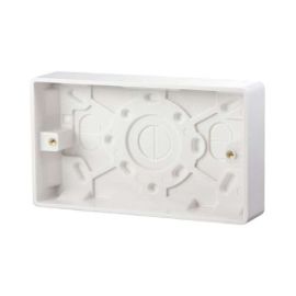 Slimline White 2 Gang 25mm White Pattress Back Box - Round corner SLPAT2G25